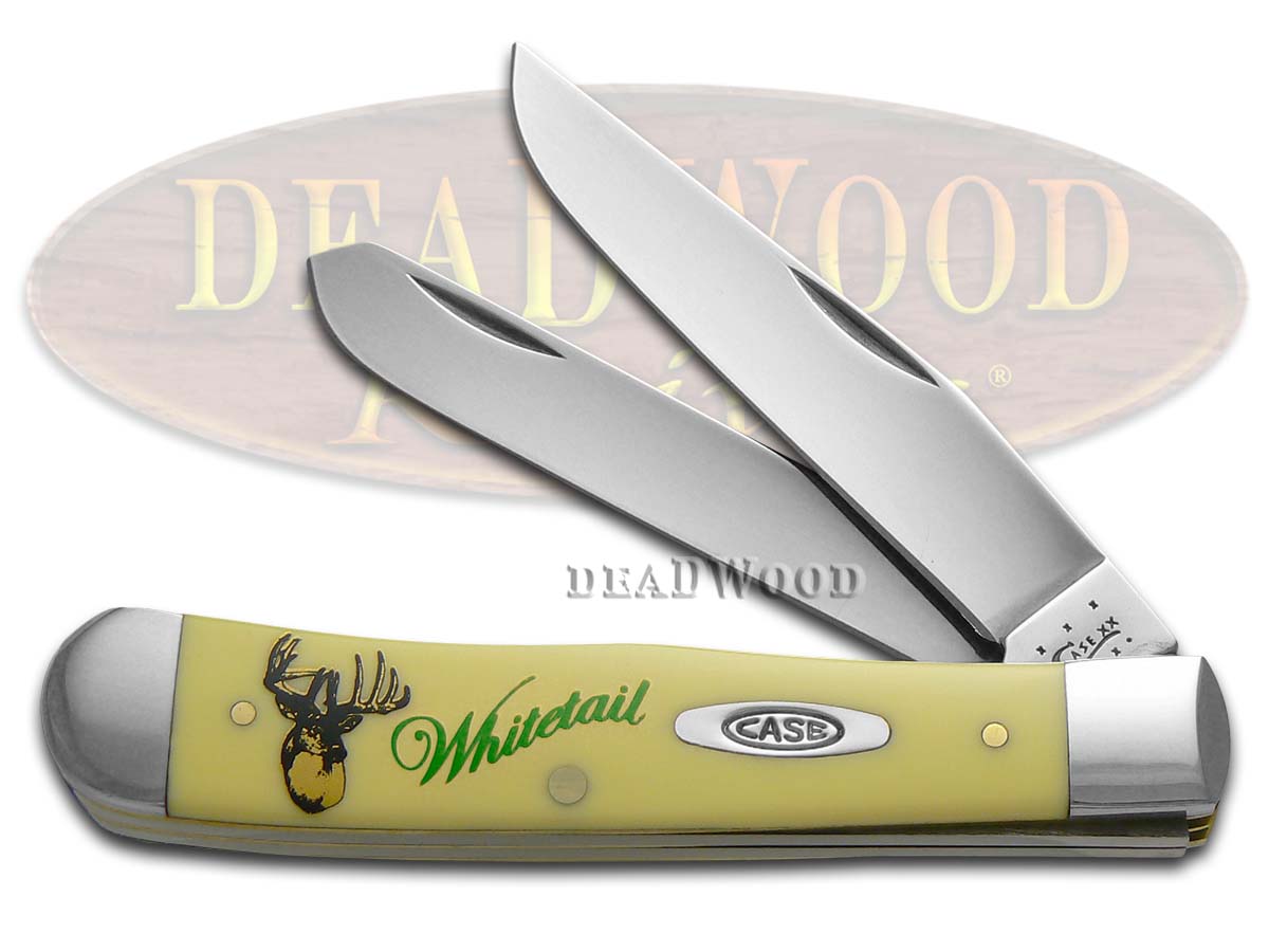Case XX Whitetail Deer Yellow Delrin Trapper 1/2500 Stainless Pocket Knife