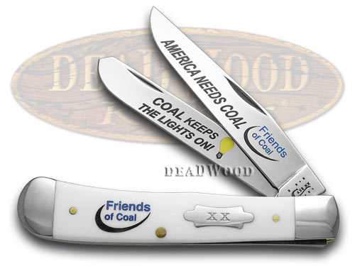Case XX Friends of Coal America Needs Coal White Delrin Trapper Pocket Knife