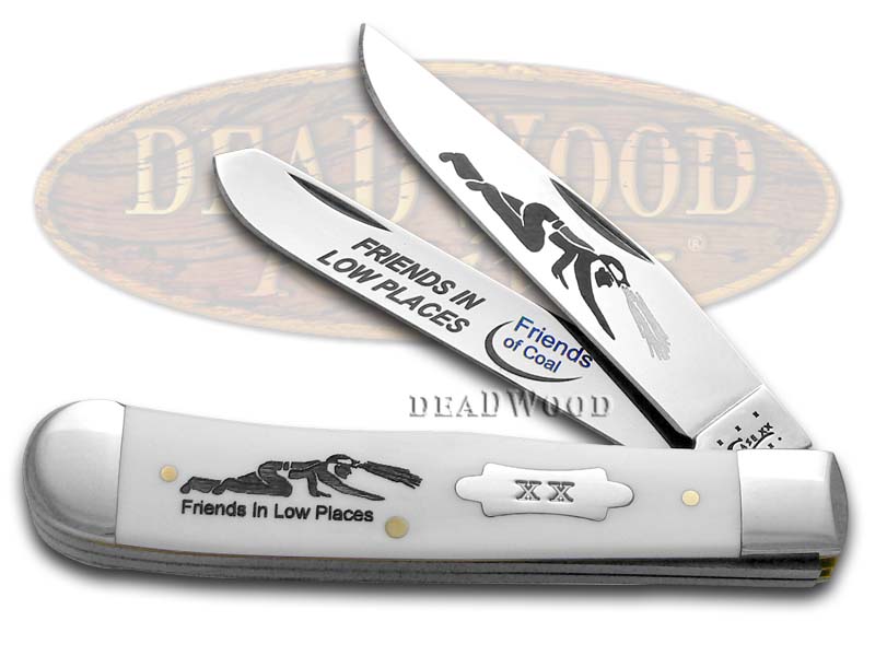 Case XX Friends in Low Places White Delrin Trapper Stainless Pocket Knife
