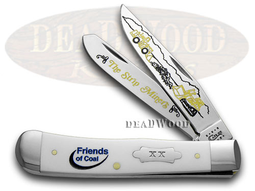 Case XX Collector's Friends of Coal Strip Miners White Delrin Trapper 1/500 Pocket Knife