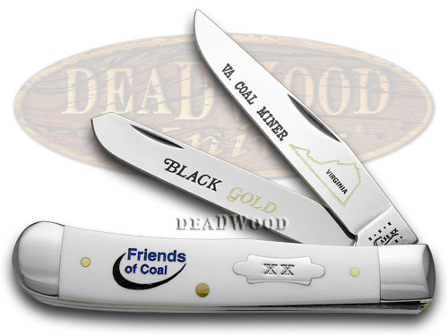 Case XX Collector's Friends of Coal Virginia White Delrin Trapper 1/600 Pocket Knife