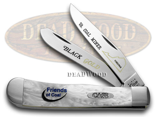 Case xx Collector's Friends of Coal Virginia White Pearl Trapper 1/600 Pocket Knife Knives