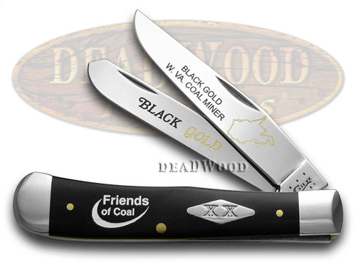 Case xx Collector's Friends of Coal West Virginia Black Delrin Trapper 1/600 Pocket Knives