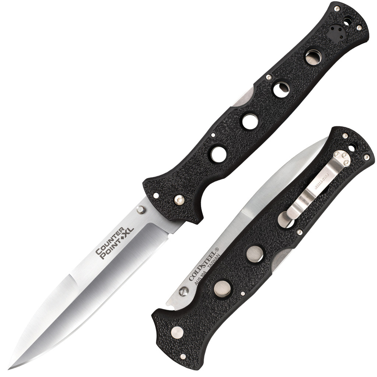 COLD STEEL Counter Point XL Lockback 10AA Knife AUS10A Stainless Steel Griv-Ex Pocket Knives