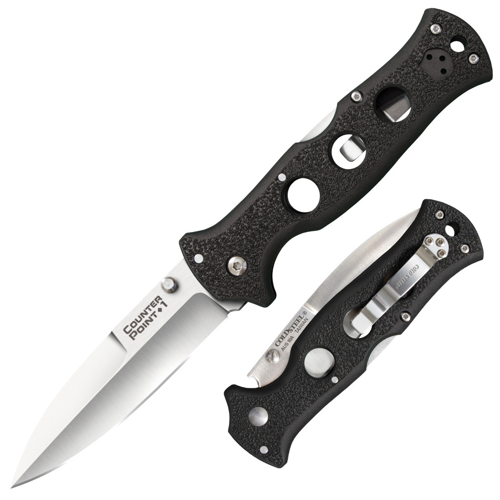 COLD STEEL Counter Point 1 Lockback 10AB Knife AUS10A Stainless Steel Griv-Ex Pocket Knives
