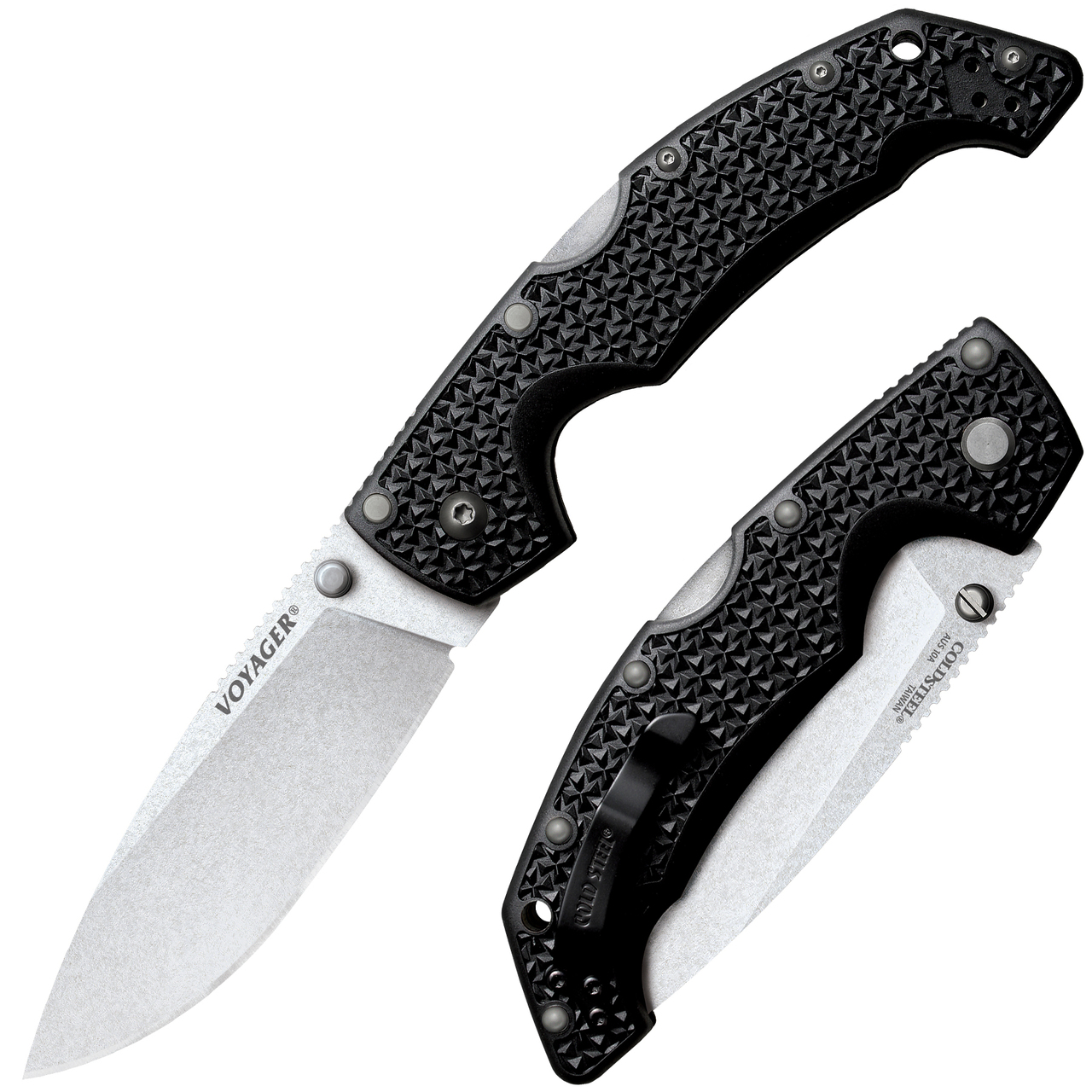 COLD STEEL Large Voyager Lockback 29AB Knife AUS10A Stainless Steel Drop Point Pocket Knives