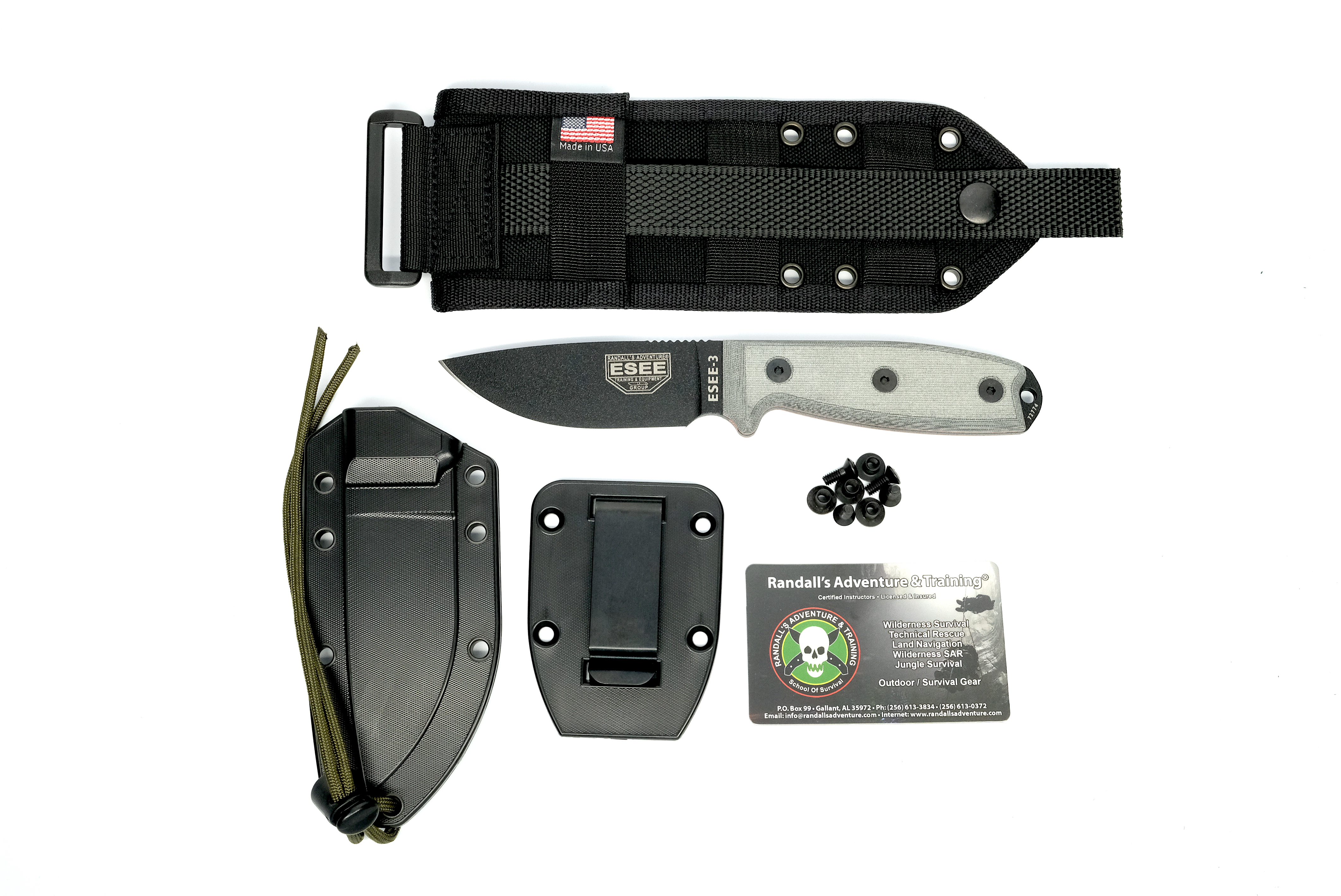 ESEE 3PM-MB-B Fixed Blade Knife Black Carbon Steel & Grey G10 w/ MOLLE Sheath Knives