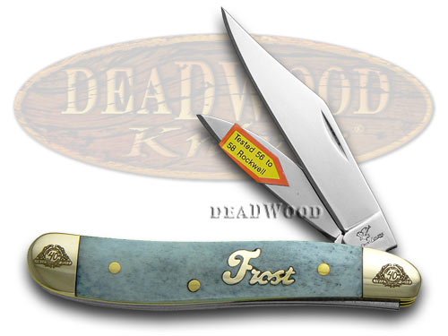 Frost Family 40th Anniversary Blue Smooth Bone 1/600 Little Peanut Pocket Knife Knives