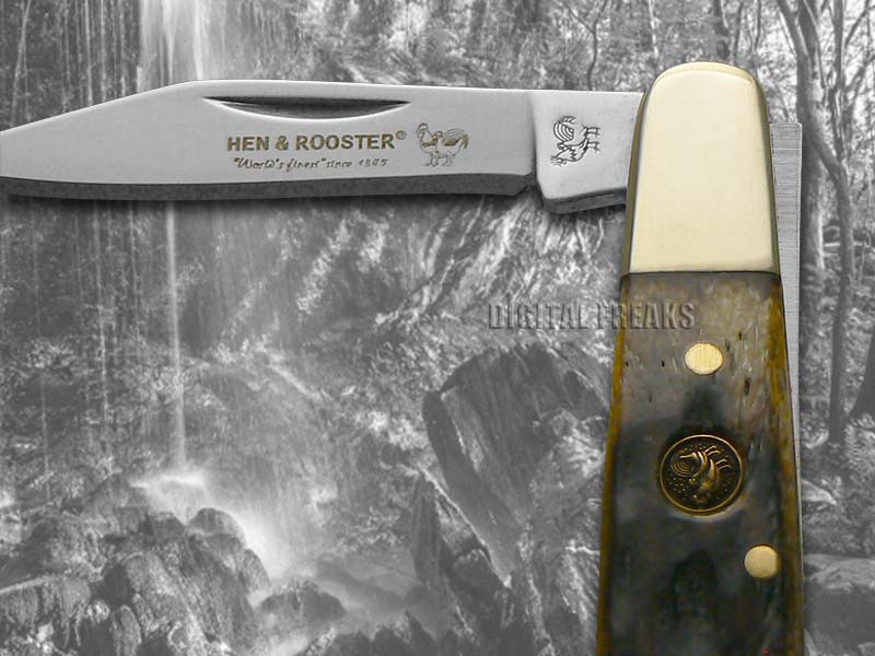 HEN & ROOSTER AND Antique Green Pickbone Barlow Stainless Pocket Knives