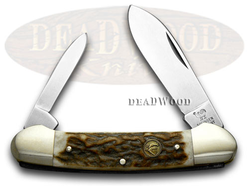 Hen & Rooster Genuine Deer Stag Canoe Pocket Knife Knives