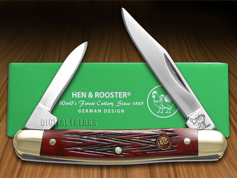 Hen & Rooster Pen Knife Red Pick Bone Handle Stainless Pocket Knives 302RPB eBay