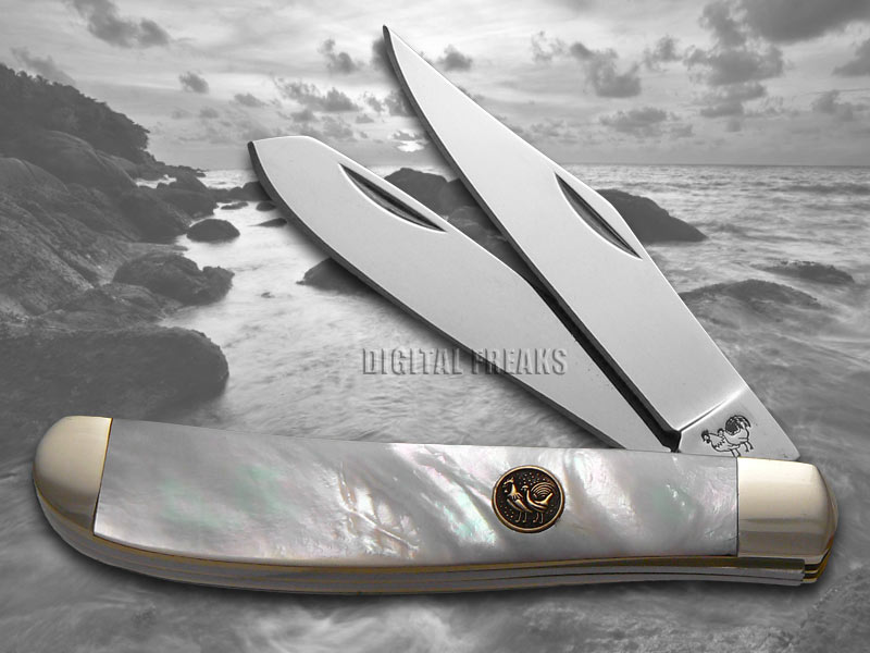 HEN & ROOSTER AND Genuine Mother Of Pearl Trapper Stainless Pocket Knives Knife eBay