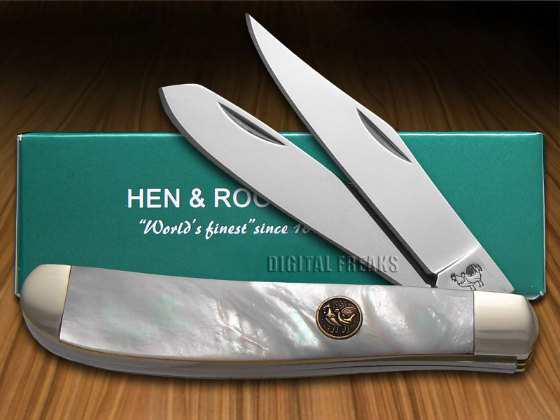 HEN & ROOSTER AND Genuine Mother Of Pearl Trapper Stainless Pocket Knives Knife eBay