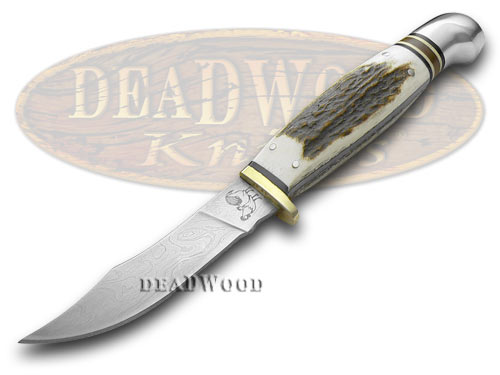 Hen & Rooster Genuine Deer Stag Damascus Hunter Knife Knives
