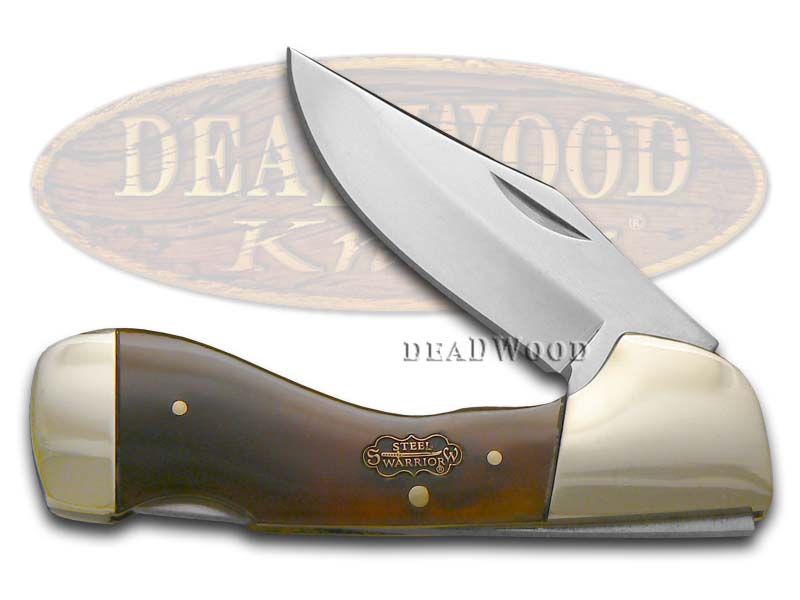 Steel Warrior Smooth Genuine Ox Horn Choctaw Lockback Stainless Pocket Knife