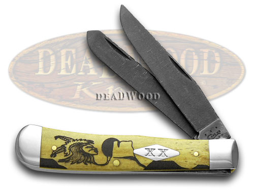 Case xx Yellowhorse Early Morning Singer Native Steel Antique Bone 1/25 Trapper Pocket Knives